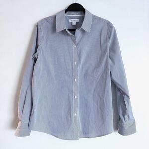 Liz Claiborne Wrinkle Free Blue White Stripe Button Down Shirt Size L